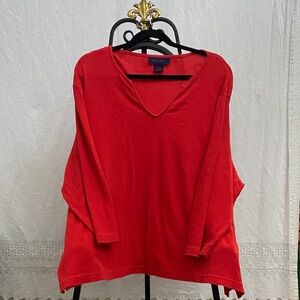 3X Denim&Co Bold Red VNeck Sweater
